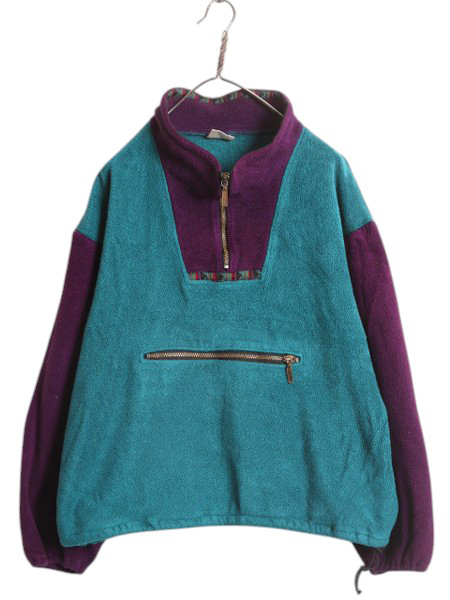 90s エルエルビーン フリース ジャケット メンズ レディース M 程/ 古着 オールド LLBEAN アウトドア ブルゾン ハーフジップ プルオーバー