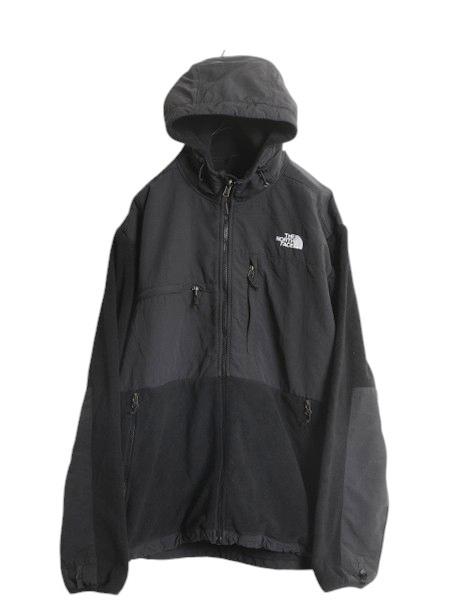 ノースフェイス フード付き デナリ ジャケット メンズ XL 古着 The North Face DENALI フリース ナイロン パーカー ジャンパー ブルゾン 黒