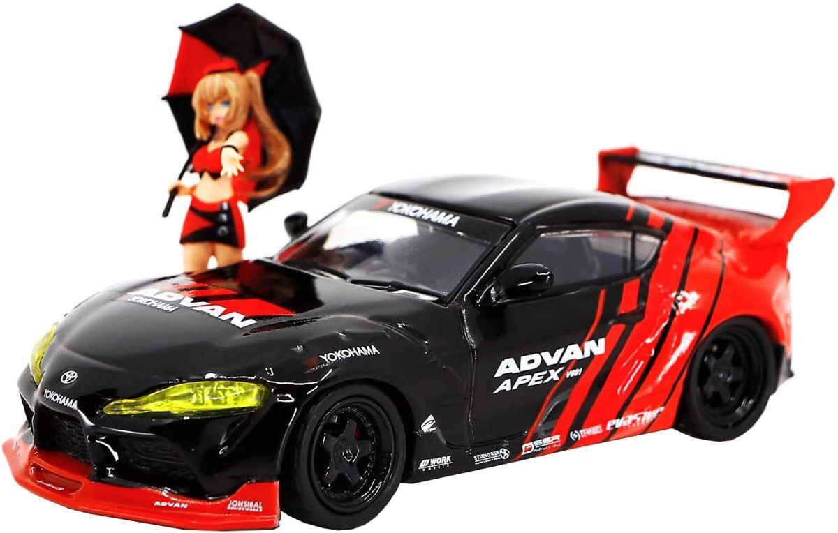 POP RACE PR64-PANA90-ADV トヨタ パンデム GR スープラ ADVAN リバティ&レースクイーンセット ※1/64スケール