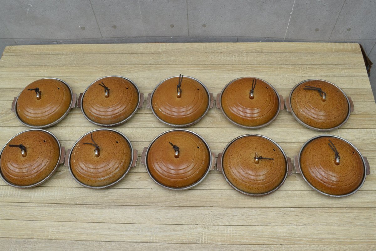 W988■一人用　アルミ　陶板鍋　10點セット■旅館?料亭?割烹?小料理 懐石 陶板焼 焼き物鍋