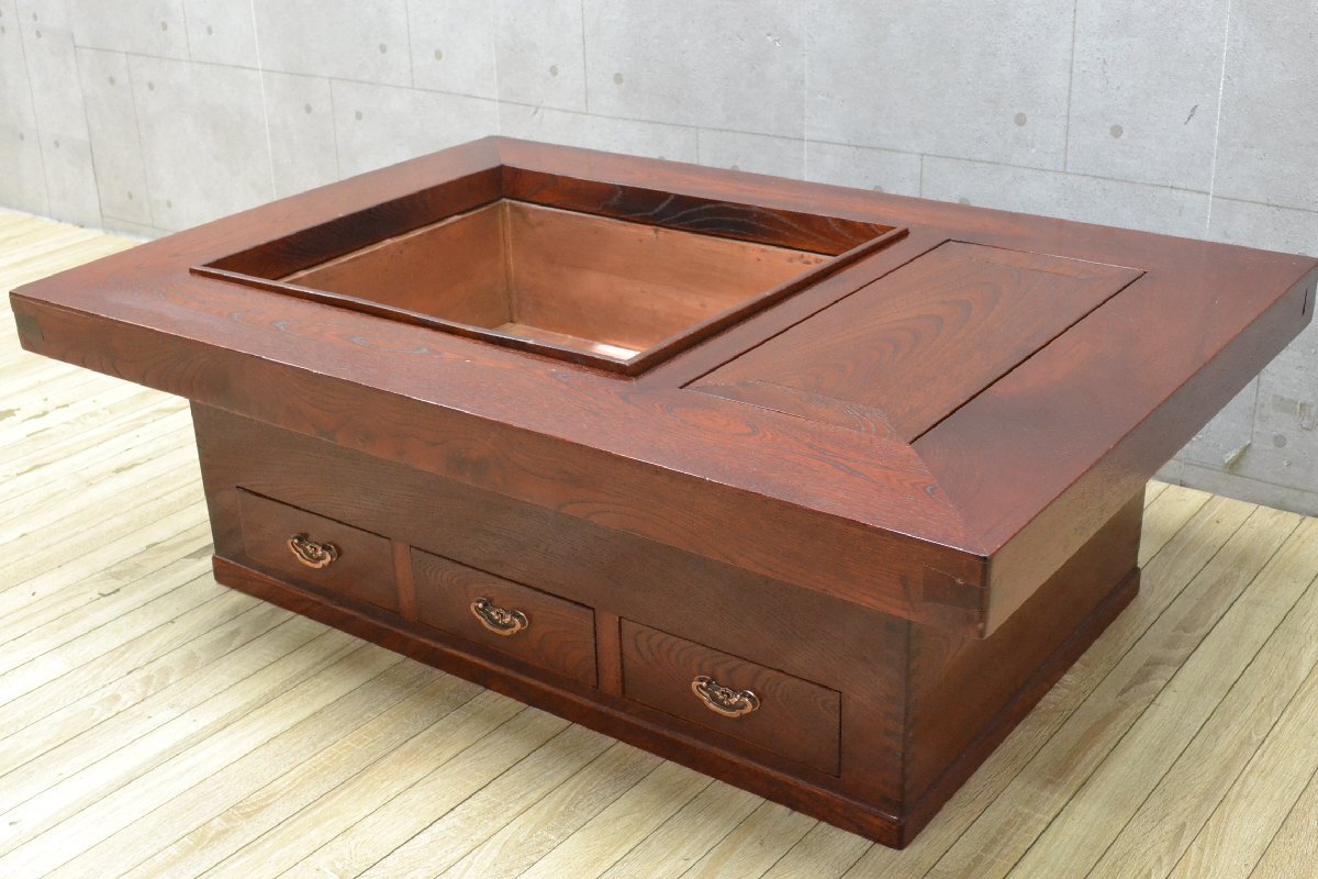 大型 長火鉢 囲炉裏テーブル 関西火鉢 Amazon.co.jp: 黒檀 唐木 関西火鉢 長火鉢 囲炉裏 座卓 座敷