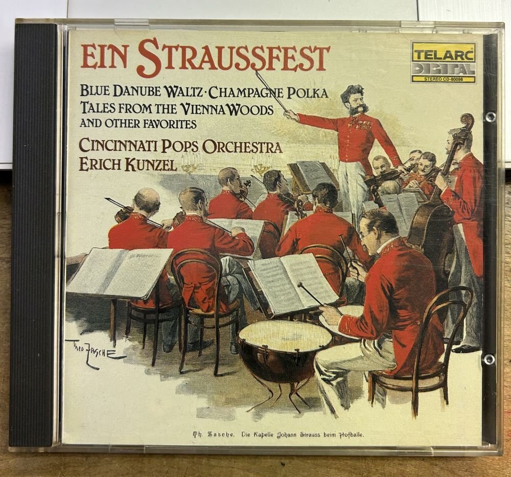 レア◆ EIN STRAUSSFEST ERICH KUNZEL 【中古CD】 US盤 初期TELARC 松下電器 CD-80098 シュトラウス・ファミリーのワルツ,ポルカ,マーチ集