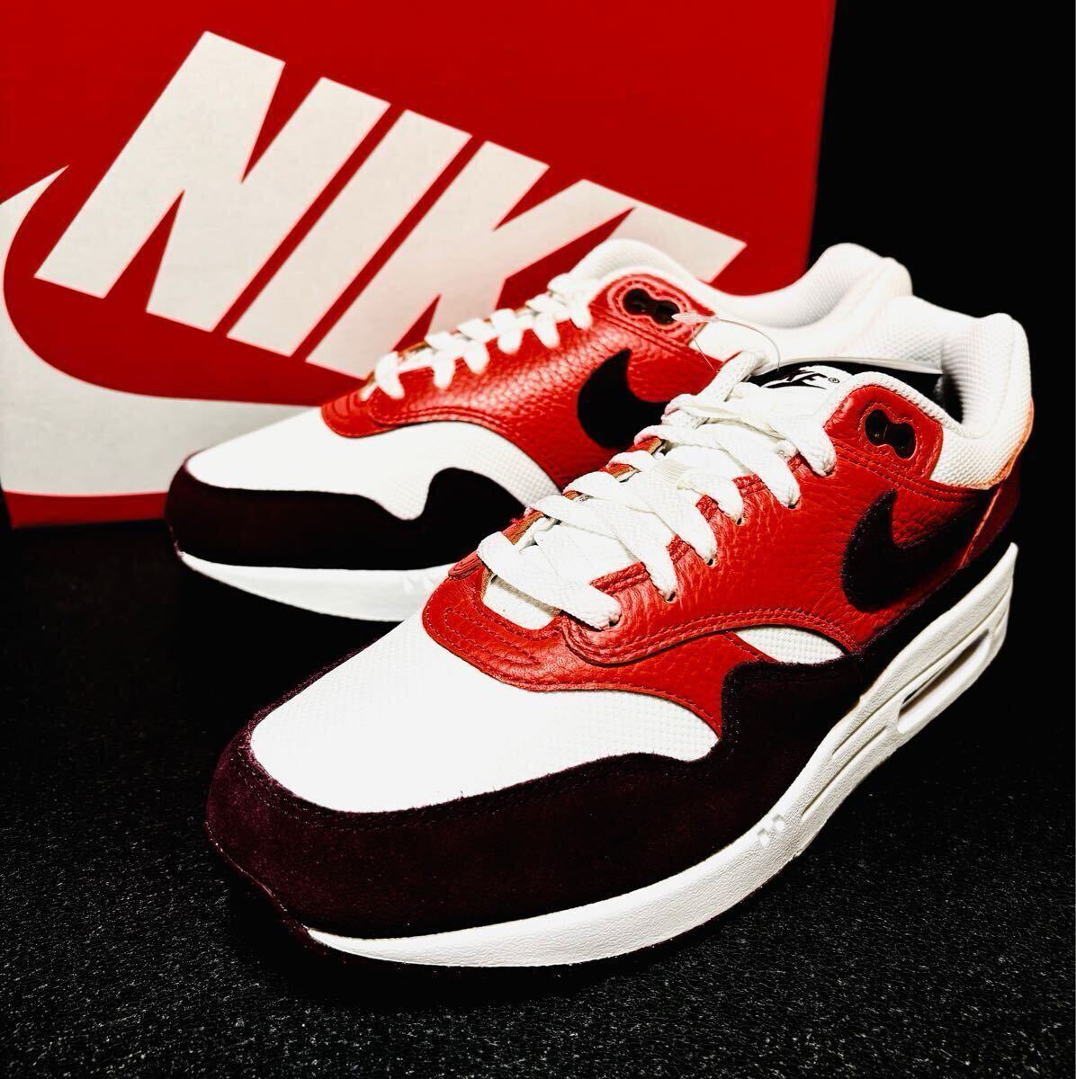 ☆送料込■新品27.5cm■ナイキ エア マックス1 AIR MAX 1 サミットホワイト/ピカンテレッド/バーガンディクラッシュ