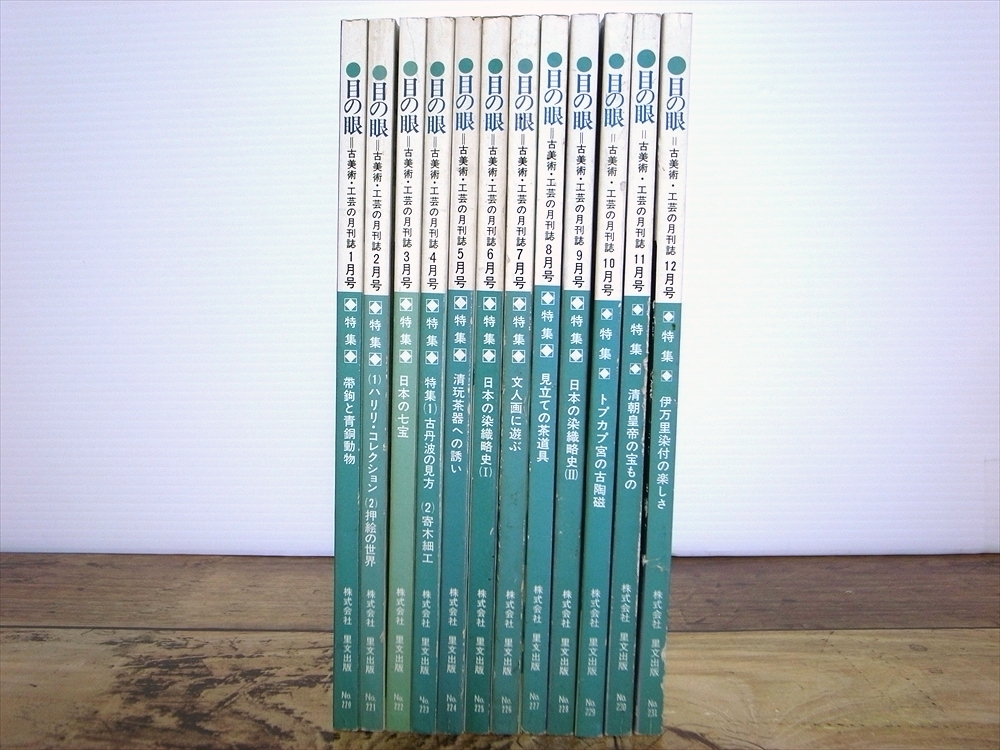 古美術・工芸 月刊誌 「目の眼」 1995年1月～12月号 12冊 NO220～231　七宝 古丹波 染織 茶道具 伊万里