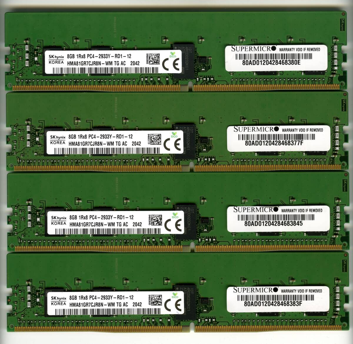 SKhynix PC4-2133P 32GB 4枚セットサーバー用メモリ SKhynix PC4-2133P 32GB 4枚セットサーバー用メモリ SK hynix