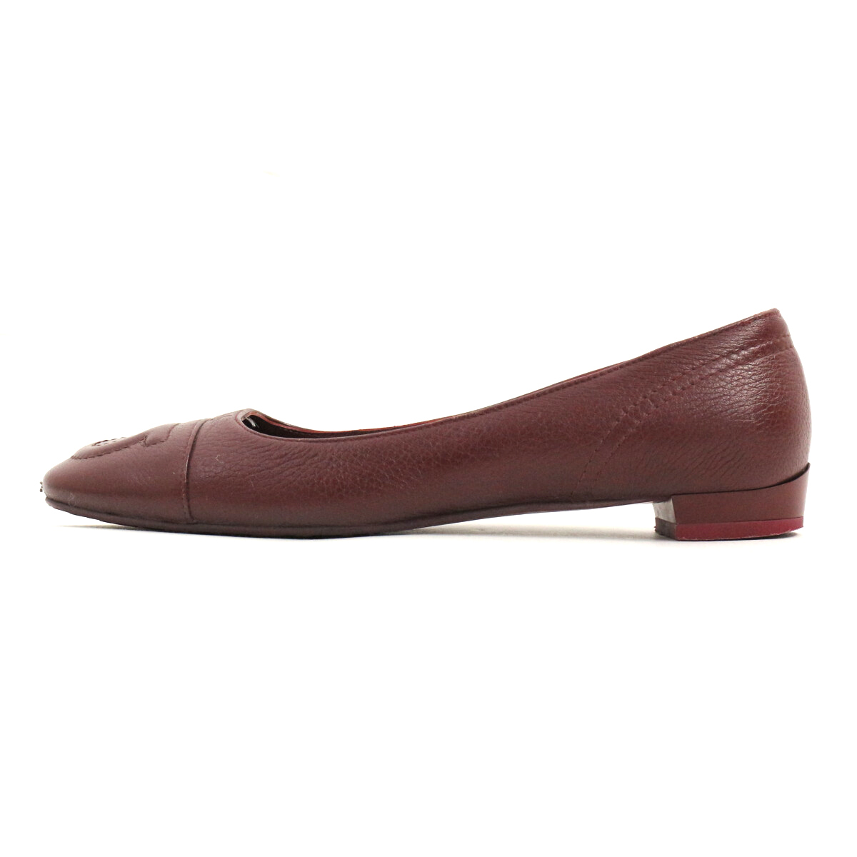 Salvatore Ferragamo ガンチーニステッチグレインレザーフラットシューズ 6 1/2 DP64574 サルヴァトーレフェラガモ