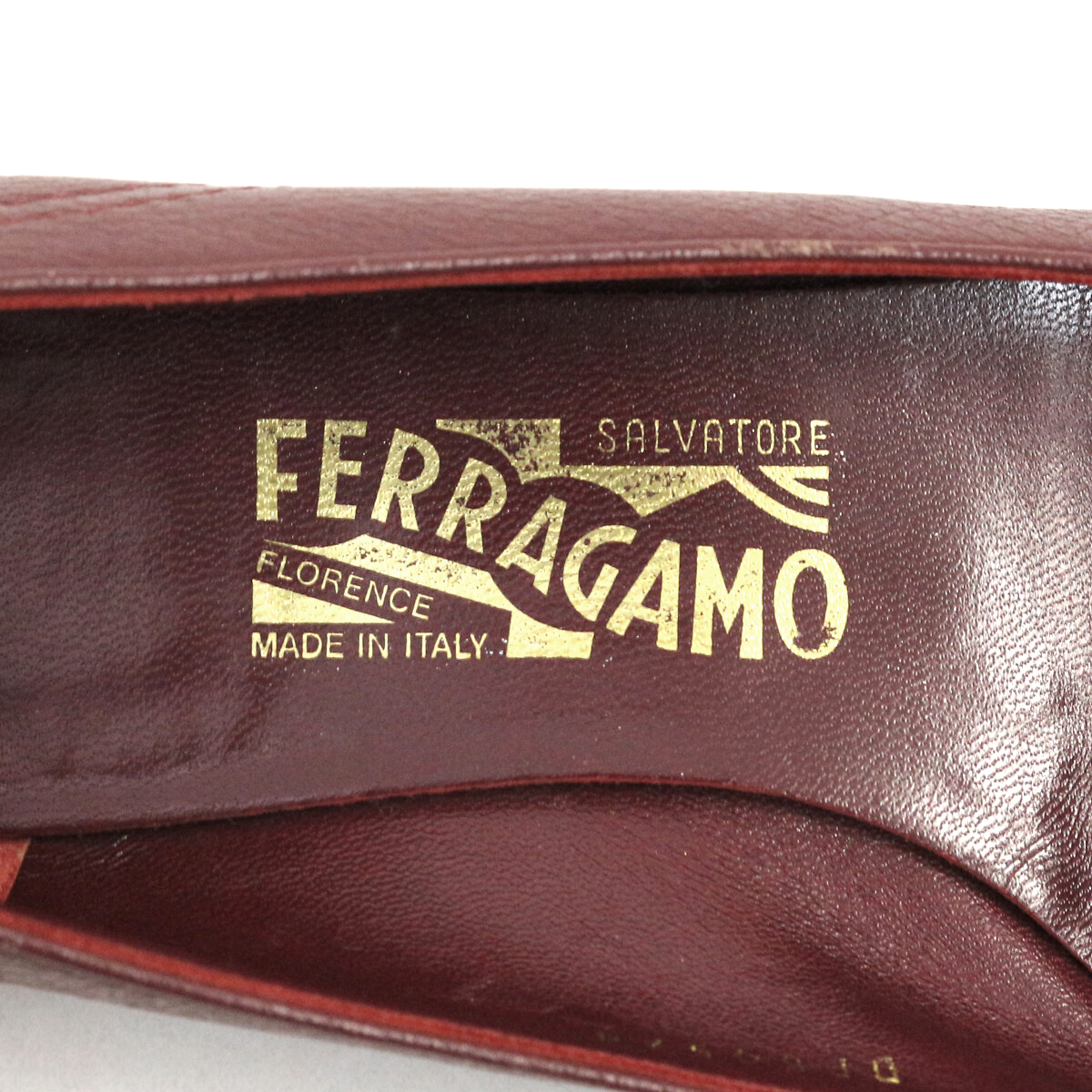 Salvatore Ferragamo ガンチーニステッチグレインレザーフラットシューズ 6 1/2 DP64574 サルヴァトーレフェラガモ