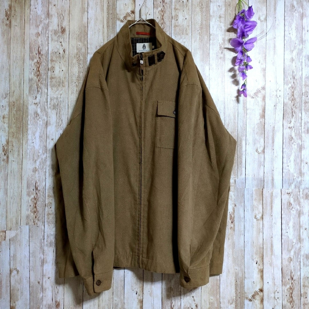 【Hush Puppies】スエード調ブルゾン☆オーバーサイズ☆メンズ☆XL☆LL☆ベロア☆ジャケット☆アウター☆大きい☆茶色☆ブラウン