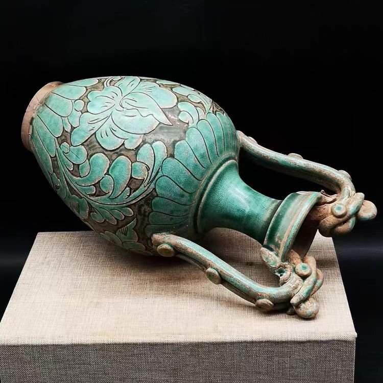  Song .. обжиг в печи зеленый .... цветок слива бутылка . дракон . бутылка .. фарфор украшение оборудование орнамент China художественное изделие изделие прикладного искусства . магазин 