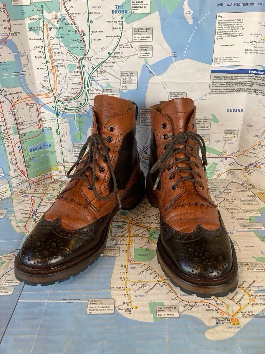 【イングランド製】Tricker's トリッカーズ UK6 フィッティング4 約25㎝ ゴールデンサイズ 90'sビンテージ 老舗の高級ブーツ ツートン レア
