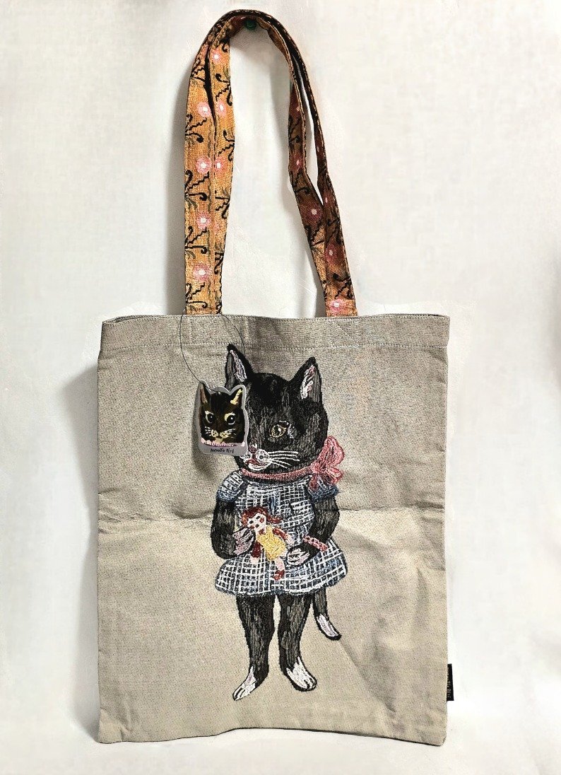 ★タグ付き/未使用★ ナタリーレテ レクタングル トートバッグ 猫 アートバッグ お出かけ お稽古 買い物 エコバッグ HMY