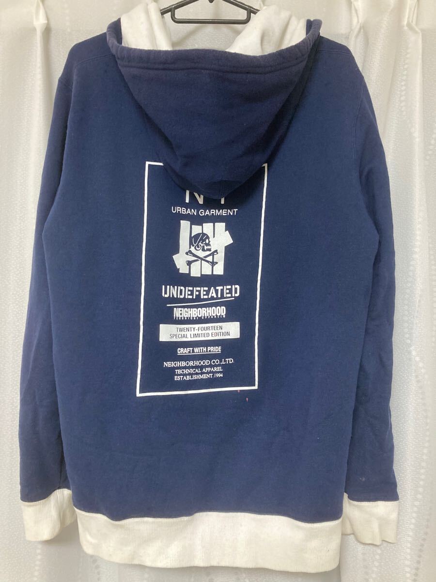 NEIGHBORHOOD × UNDEFEATED SWEAT パーカー スウェット ネイバーフッド コラボ Wネーム フーディー 紺 ネイビー