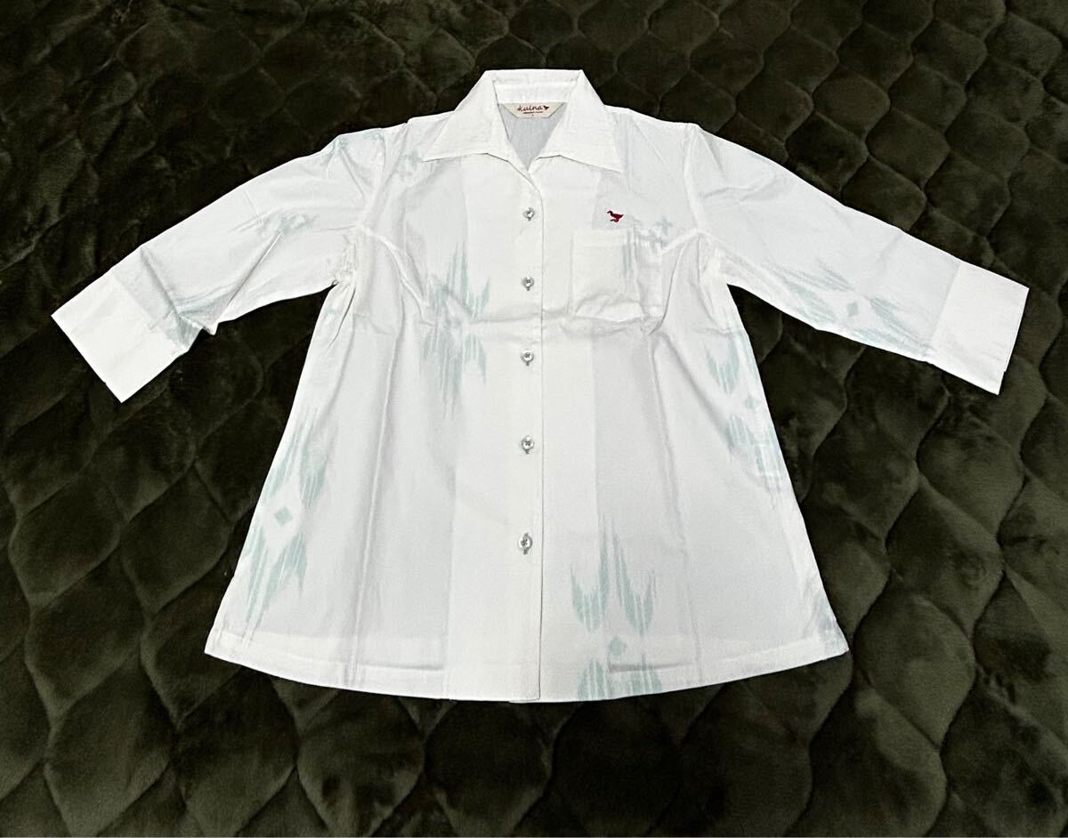 YH-1966 かりゆしウェア クイナ kuina レディース L 【難あり】  長袖シャツ アロハシャツ 沖縄_画像1