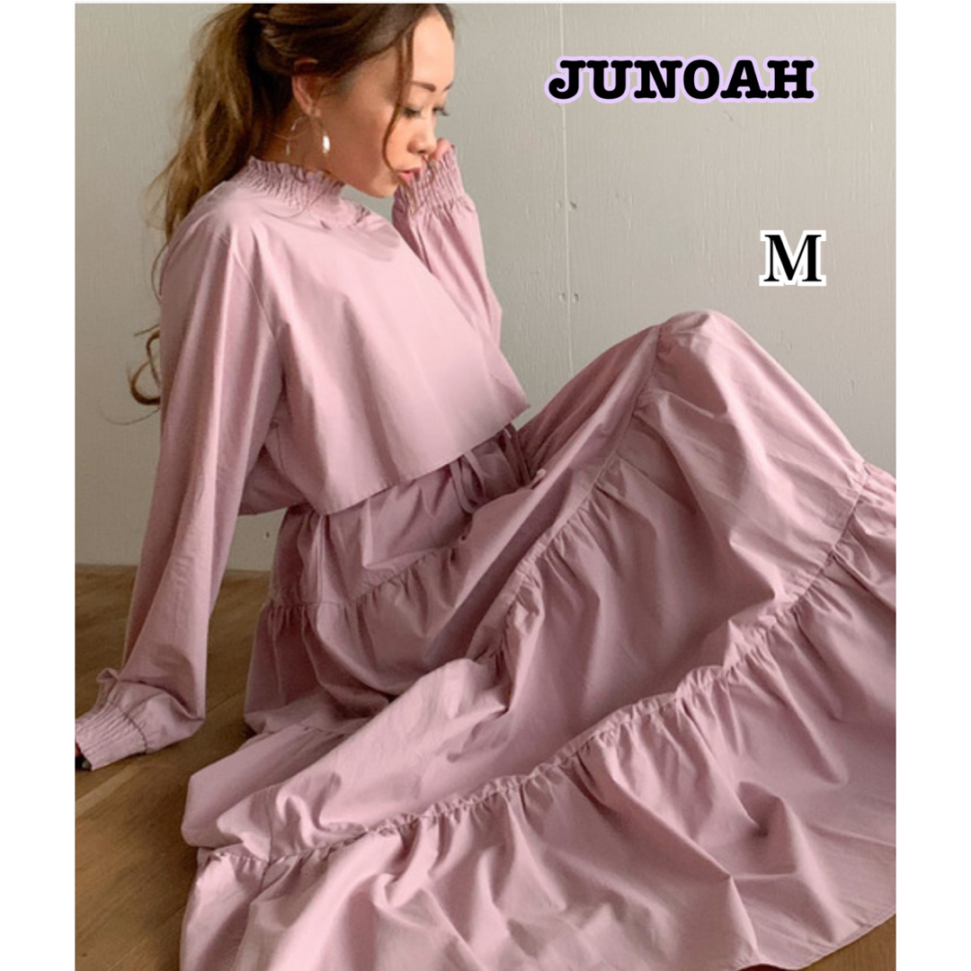 【JUNOAH】 ティアードワンピ　ピンク　M