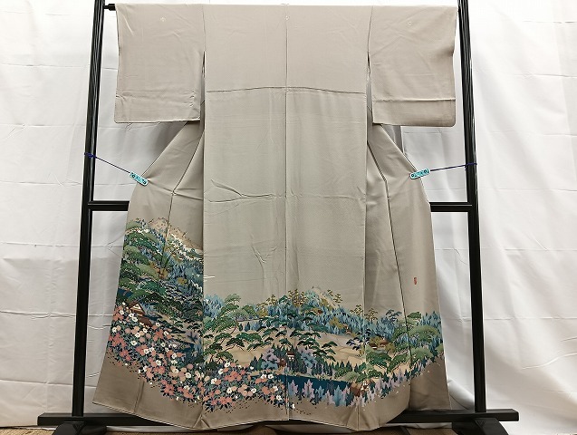 平和屋着物■豪華色留袖　友禅　作家物　樹林風景文　正絹　逸品　BAAI8878cw