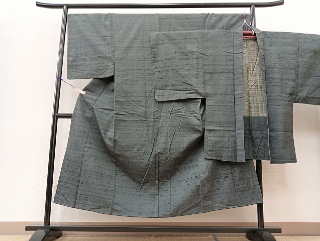 平和屋着物■男性　紬　アンサンブル　霞文　正絹　逸品　BAAK8030my