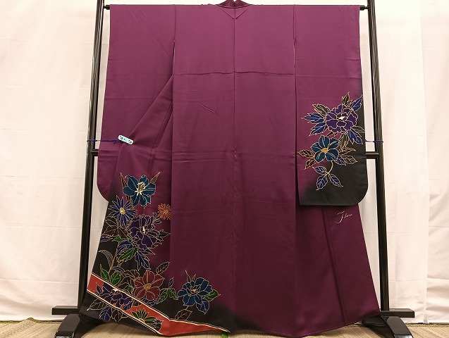 平和屋着物■豪華振袖　作家物　百合牡丹花文　暈し染め　金彩　逸品　BAAL2036hv