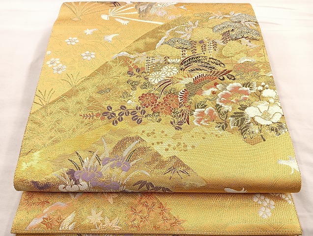 平和屋着物□六通柄袋帯 遠山風景鳳凰文 九百錦 純銀純金箔 正絹 平和屋着物□六通柄袋帯 遠山風景鳳凰文 九百錦 純銀純金箔 正絹