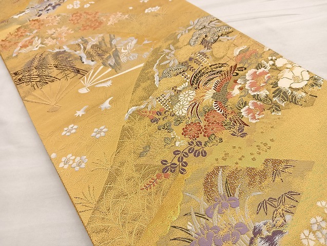 平和屋着物□六通柄袋帯 遠山風景鳳凰文 九百錦 純銀純金箔 正絹 平和屋着物□六通柄袋帯 遠山風景鳳凰文 九百錦 純銀純金箔 正絹
