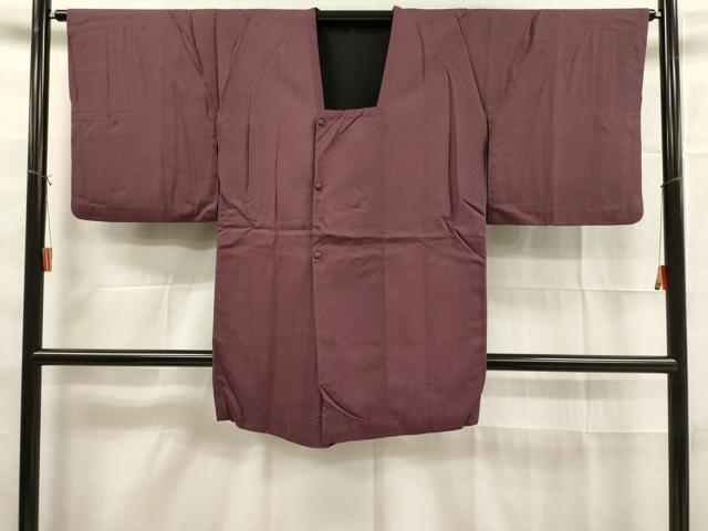 平和屋着物■染色作家　斉藤三才　道行コート　リバーシブル　霞地紋　暗紅色　ロング丈　正絹　逸品　DAAK9323cm