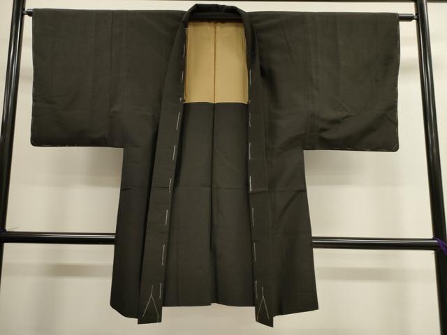平和屋着物■男性　羽織　憲法黒茶色　正絹　逸品　未使用　CAAK3908dy