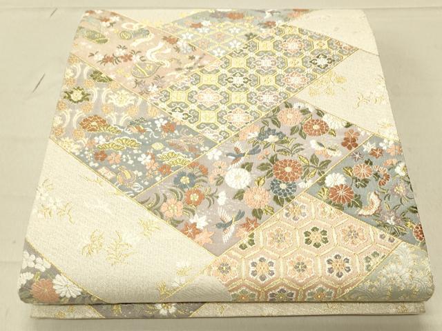平和屋着物■六通柄袋帯　箔テープ綴織　楽器吉祥花鳥文　金銀糸　やまと誂製　正絹　逸品　CAAL4923th
