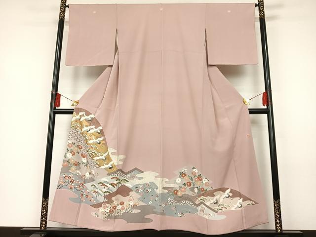 平和屋着物■豪華色留袖　作家物　遠山飛鶴花文　金彩　正絹　逸品　AAAN1272oa