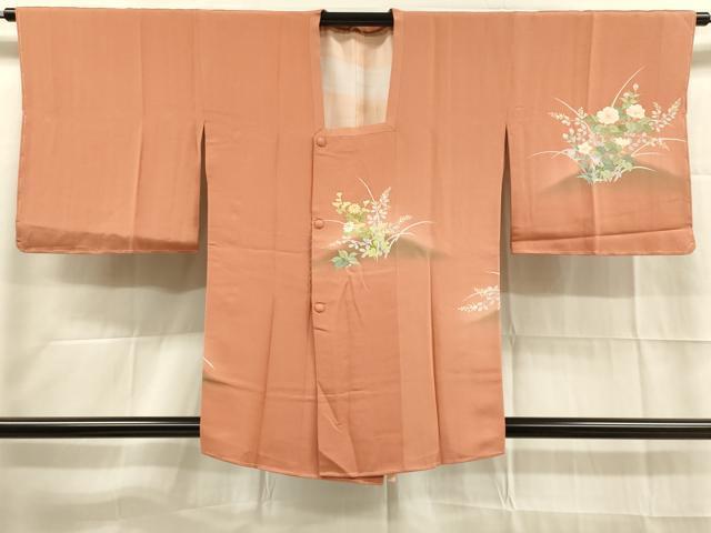 平和屋着物■道行コート　草花文　暈し染め　正絹　逸品　DAAK9296cm