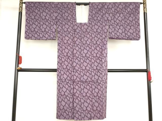 平和屋着物■道行コート　雨コート　抽象縞文　ロング丈　正絹　逸品　AAAN9601bw