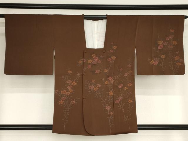 平和屋着物■道行コート　刺繍　洋花文　高島屋扱い　正絹　逸品　AAAN9583bw