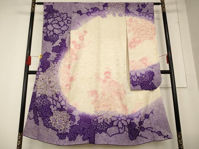 平和屋着物■豪華振袖　駒刺繍　絞り　草花文　やまと誂製　正絹　逸品　AAAN3971cg