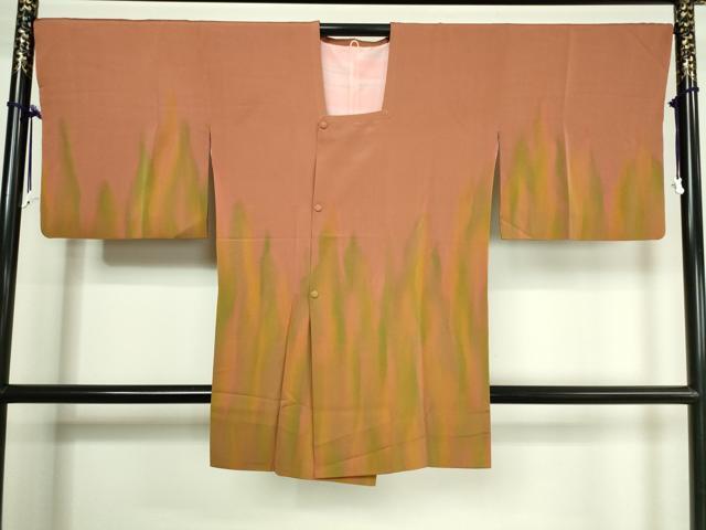 平和屋着物■道行コート　抽象文様　暈し染め　ロング丈　正絹　逸品　DAAK9285cm