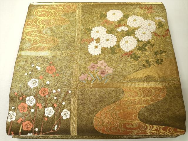 平和屋着物●西陣の名門　本家加納　六通柄袋帯　唐織　天井流水花文　金糸　引箔　正絹　逸品　CAAJ1107eg
