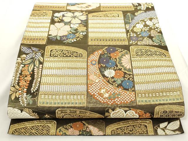 平和屋着物●六通柄袋帯　江戸小袖　鎧威花文　金銀糸　正絹　逸品　AAAN3749az