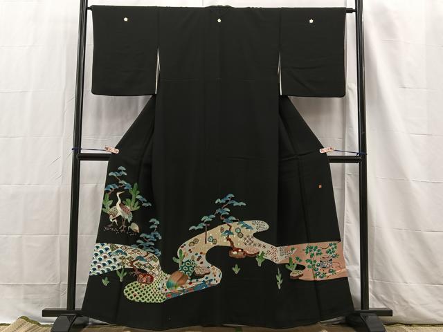 平和屋着物■本加賀友禅作家　染元千紅代表　寺西一紘　黒留袖　松竹梅　正絹　逸品　BAAM3285hz