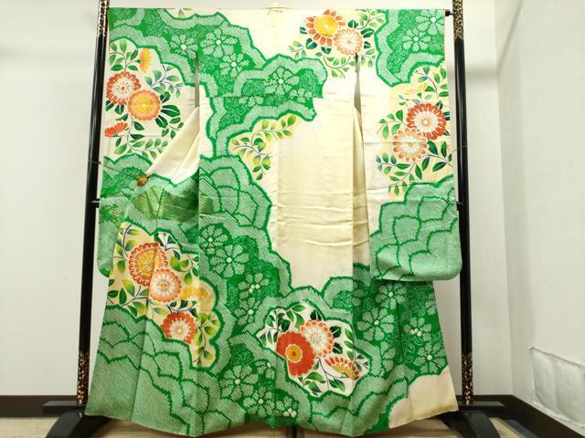 平和屋着物■豪華振袖　駒刺繍　絞り　草花文　金彩　正絹　逸品　CAAK6998yc