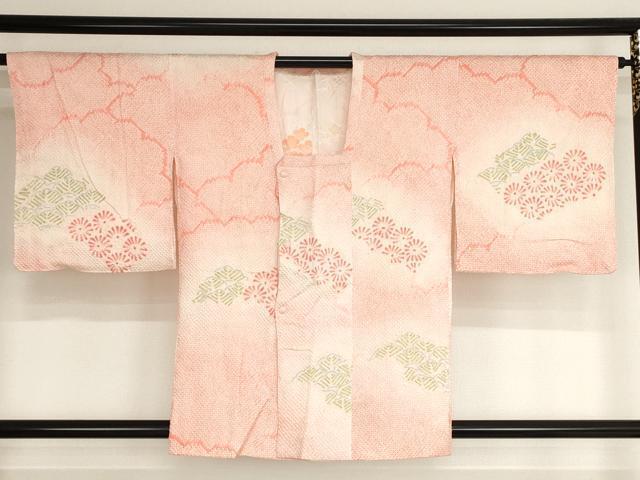 平和屋着物■道行コート　総絞り　雲取り草花文　暈し染め　正絹　逸品　AAAN6975bw