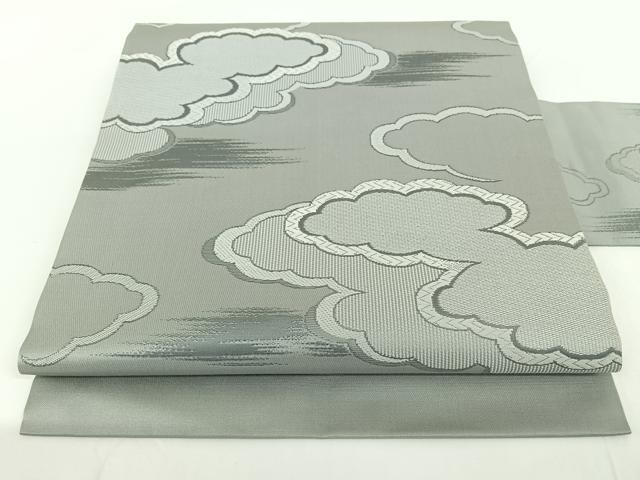 平和屋着物◎九寸名古屋帯　雲重ね文　正絹　逸品　AAAN6303jh