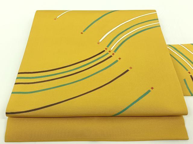 平和屋着物◎塩瀬　九寸名古屋帯　幾何学文様　正絹　逸品　AAAN6300jh
