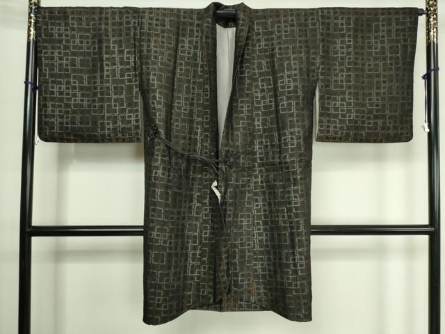 平和屋着物■道中着　幾何学文様　正絹　逸品　DAAK9187cm