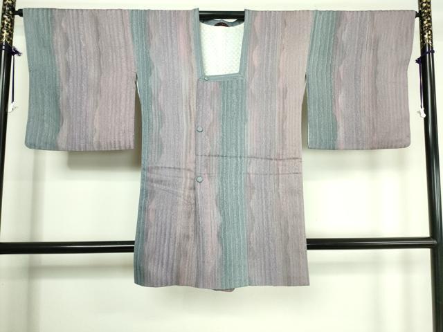 平和屋着物■道行コート　霞文　ロング丈　正絹　逸品　DAAK9195cm