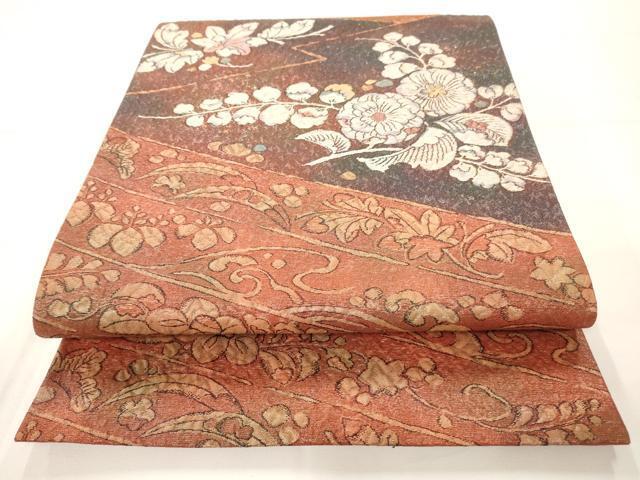 平和屋着物◎六通太鼓柄袋帯　辻が花　金糸　正絹　逸品　AAAM7964jz