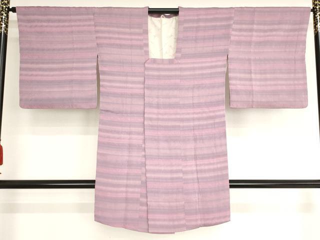 平和屋着物■道行コート　間道　唐草地紋　ロング丈　正絹　逸品　AAAN6958bw