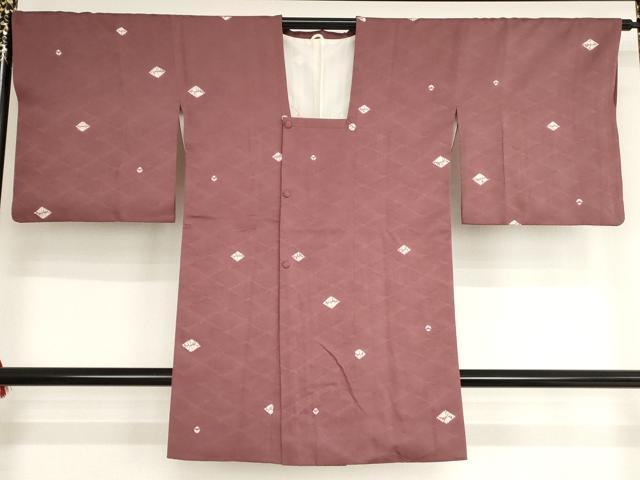平和屋着物■道行コート　絞り　菱文　立波地紋　ロング丈　正絹　逸品　AAAN6959bw