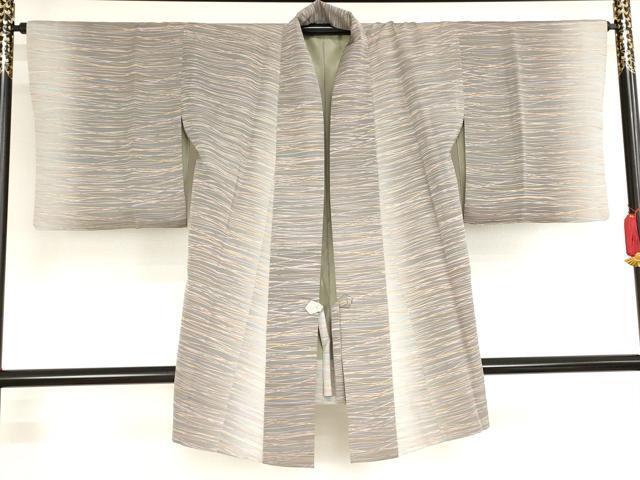 平和屋着物■道中着　縞　暈し染め　ロング丈　正絹　逸品　AAAN9956bw