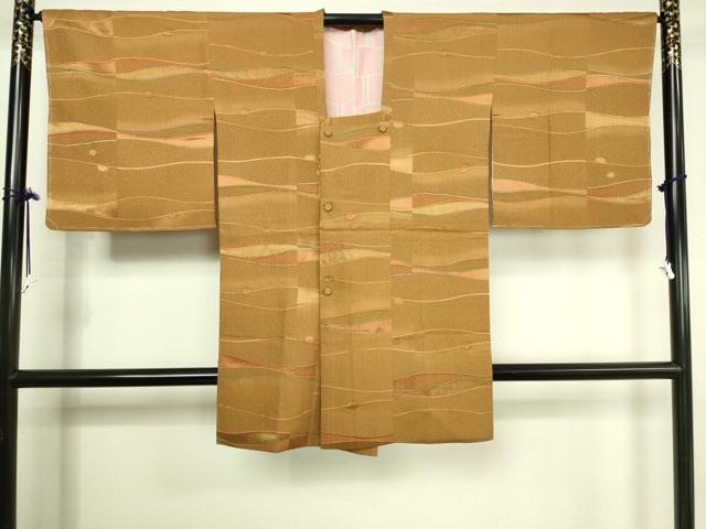 平和屋着物■道行コート　抽象丸文　ロング丈　正絹　逸品　DAAK9209cm