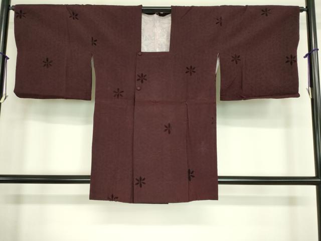 平和屋着物■道行コート　輪奈ビロード　舞花文　正絹　逸品　DAAK9443cm