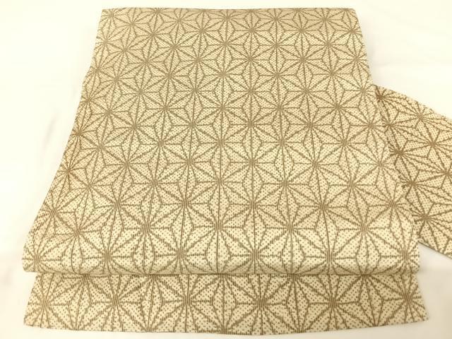 平和屋着物◎全通柄九寸名古屋帯　麻の葉文様　正絹　逸品　AAAM8477wt