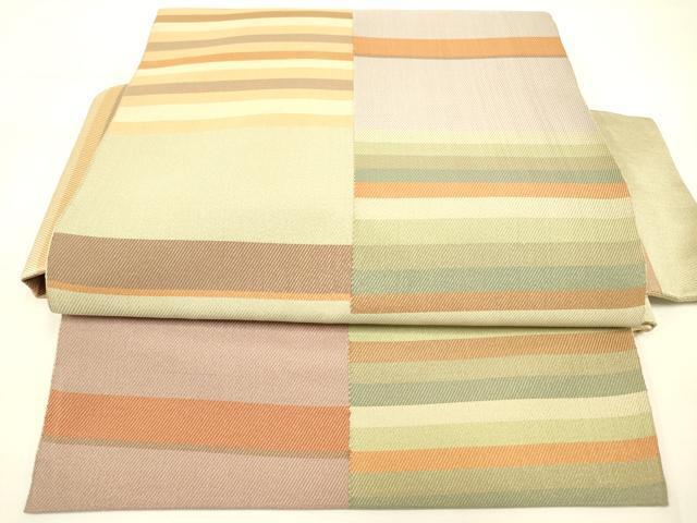 平和屋着物◎つけ帯　変わり市松　金糸　正絹　逸品　DAAJ2759zy