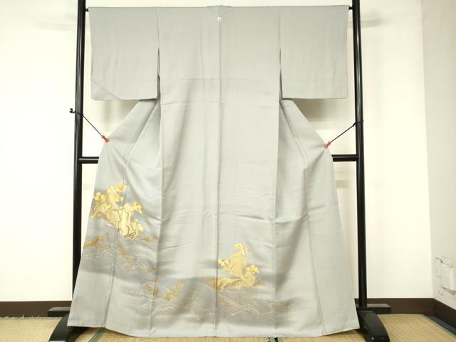 平和屋着物■豪華色留袖　駒刺繍　立波松文　金彩　正絹　逸品　未使用　DAAJ7886fc